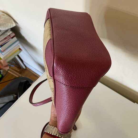 GUCCI GG canvas leather Monogram Small Bree Tote Pink - Picture 12 of 15